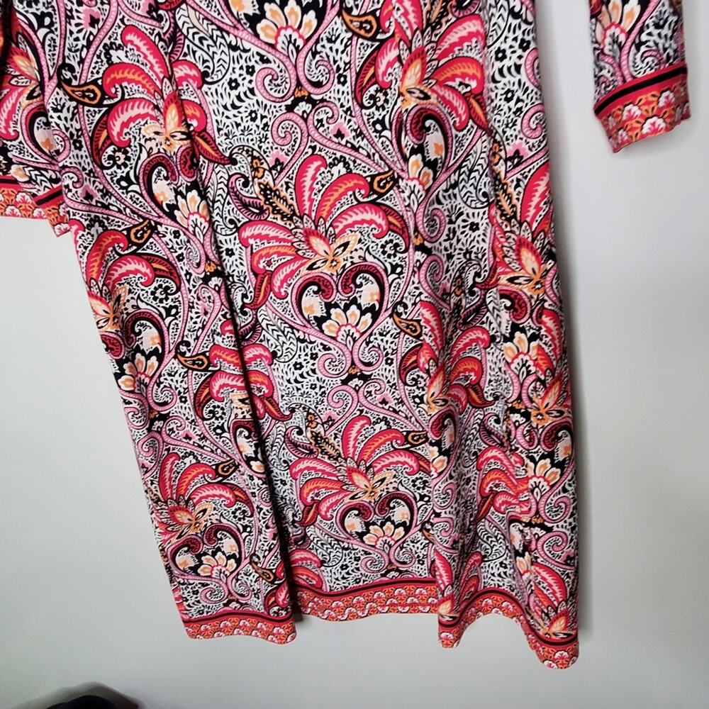 Talbots Pink paisley & floral stretchy Knit midi Dress Large preowned Condition - Picture 6 of 10
